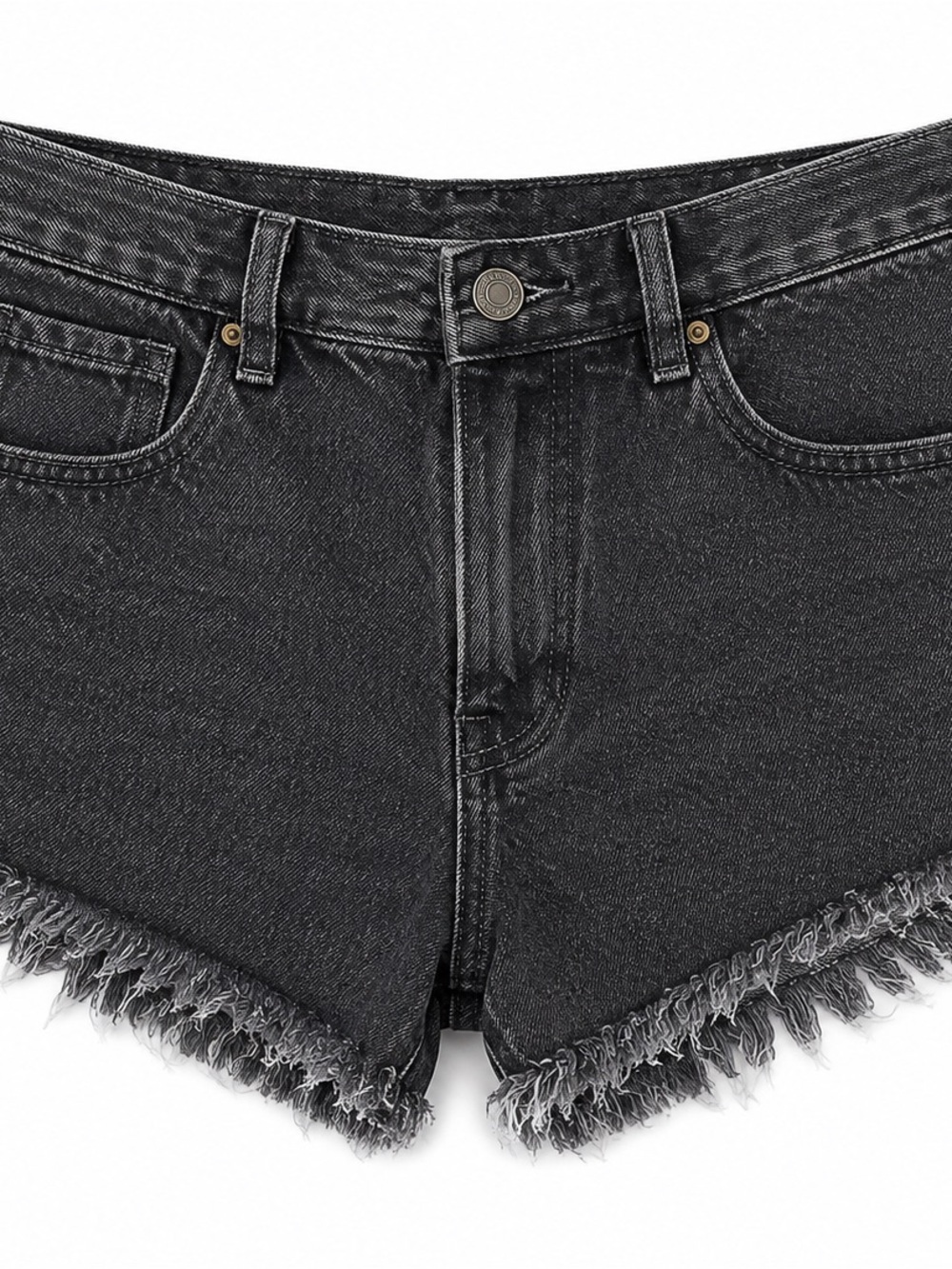 PacSun Black Washed Frayed Hem Denim Shorts